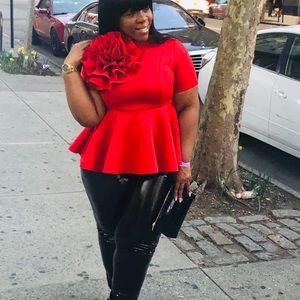 Red peplum shirt